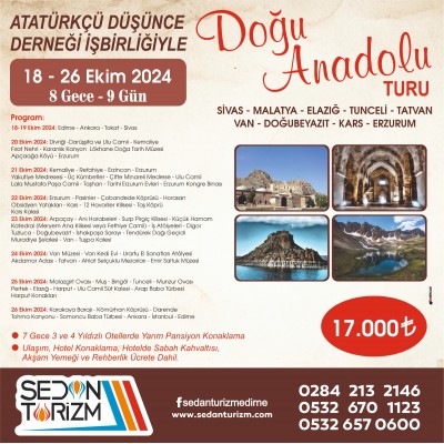 ADIM ADIM BAŞTAN BAŞA  DOĞUANADOLU TURU 18-26 EKİM 2024